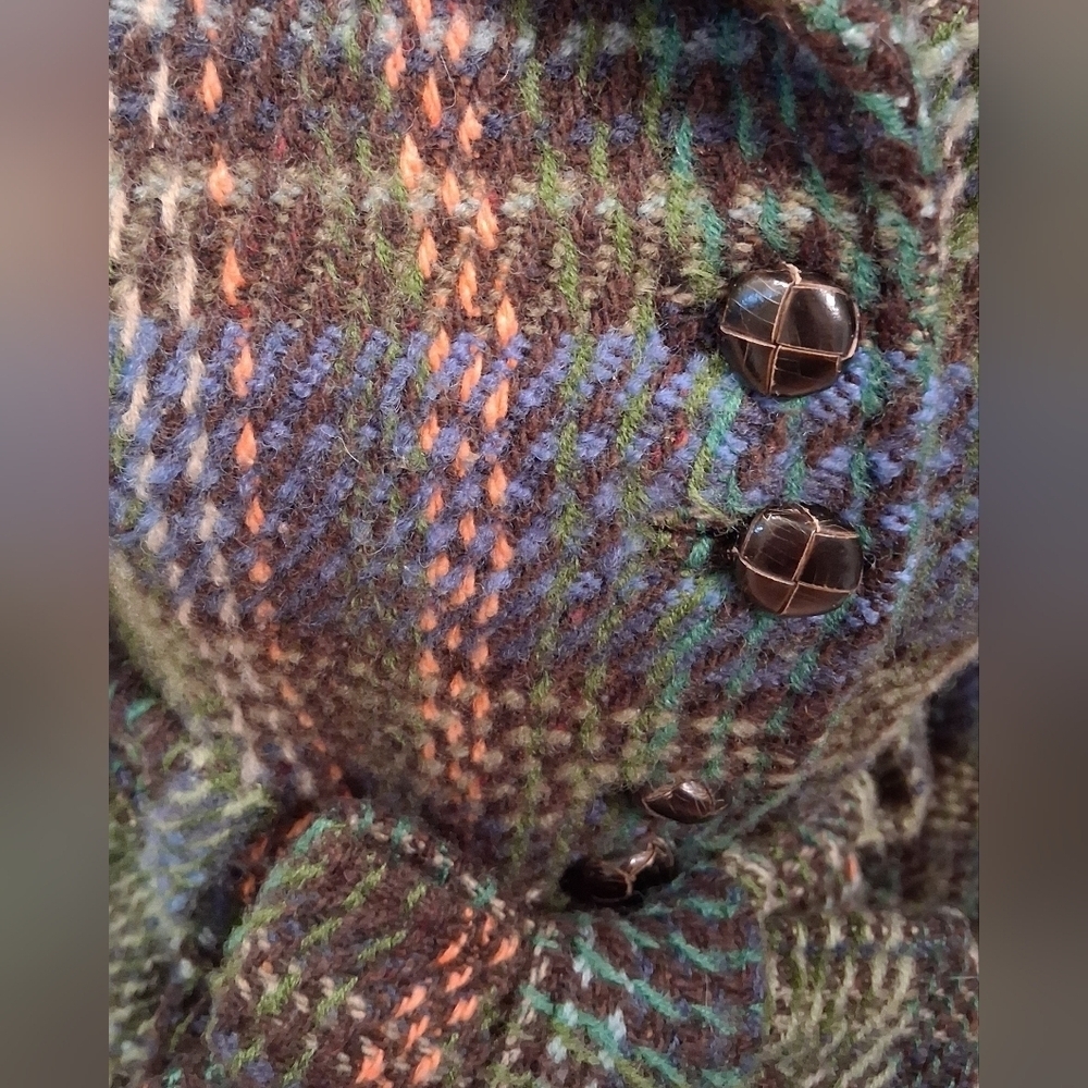 NWOT RARE Vintage Anthropologie Elevenses Tweed Princess Green Plaid Coat SZ 4 - Picture 2 of 7